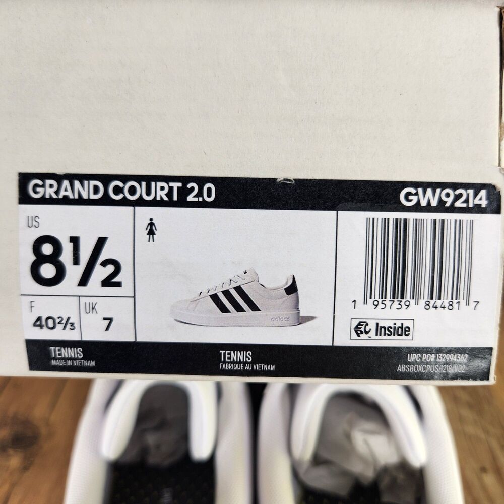 Adidas Grand Court 2.0 Sneakers Womens Sz 8.5 White Leather Tennis Shoes GW9214 - Picture 13 of 13